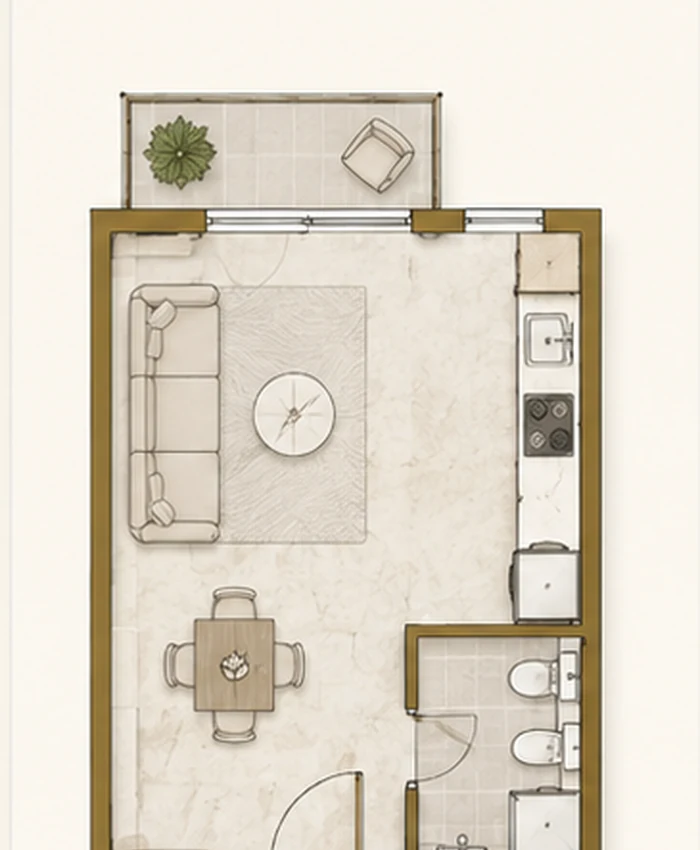 Illustrative layout — 1 room