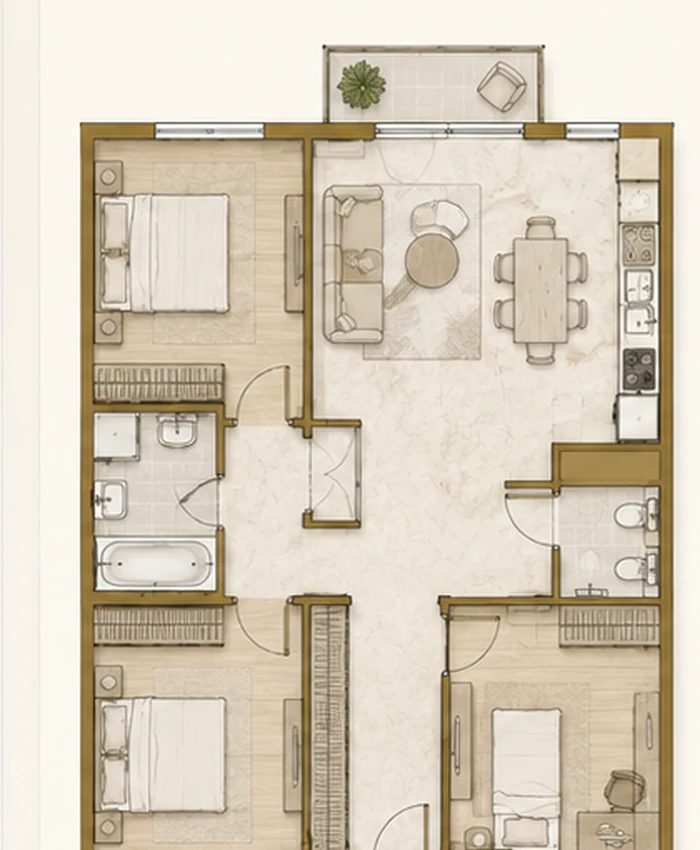 Illustrative layout — 4 rooms